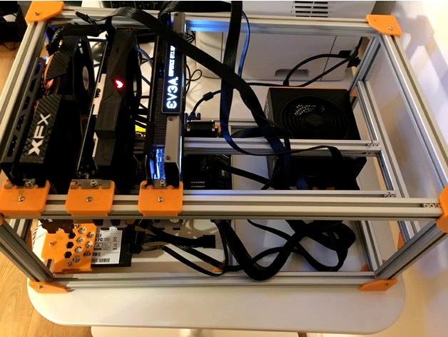 Mining Rig Open Air Frame 2020 Extrusion and 3D printed parts v2 by b0ba
