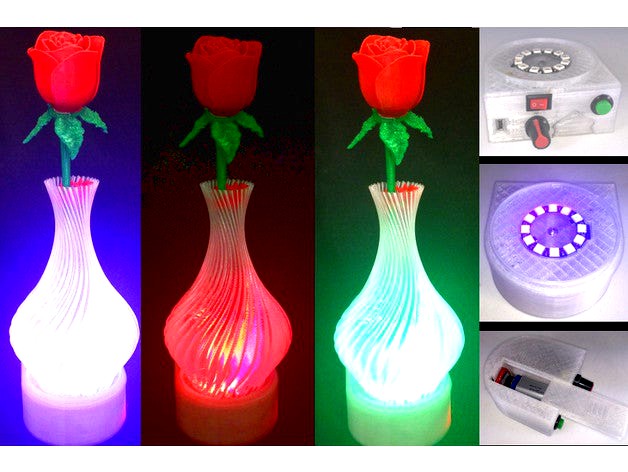 Valentine Vase Dazzler: Color LED Light Base for Valentines Vase & Flowers by vorpal