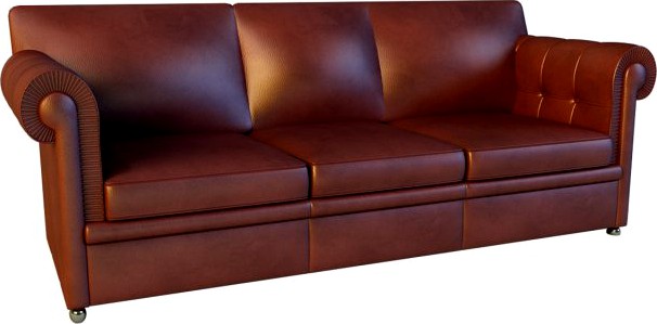Sofa leather classic red 3D Model