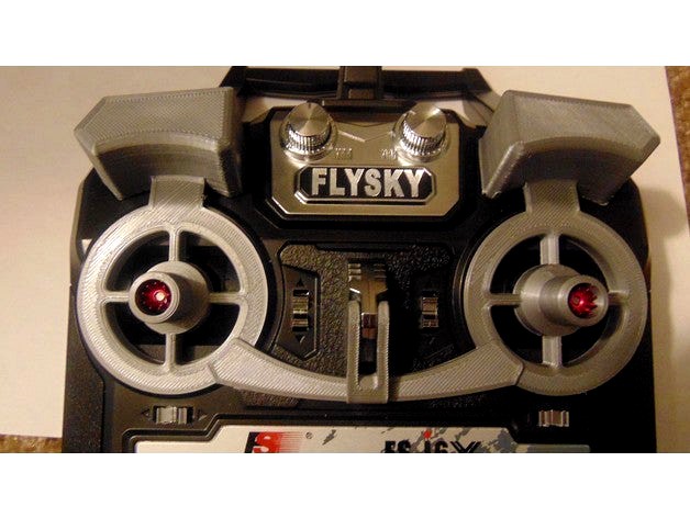 Clip-on Flysky I6/I6X gimbal and Switch Protector  by NathanMichaelMoore