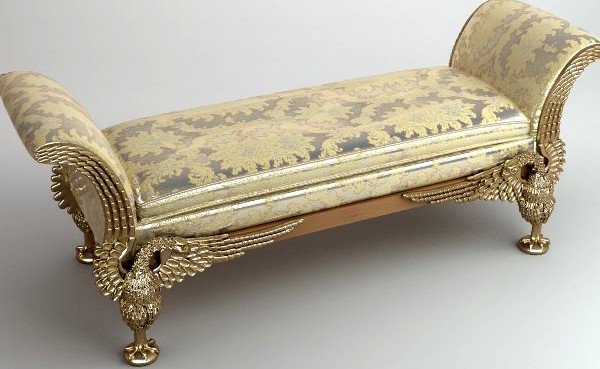 Stylish Baroque Style Bench3d model