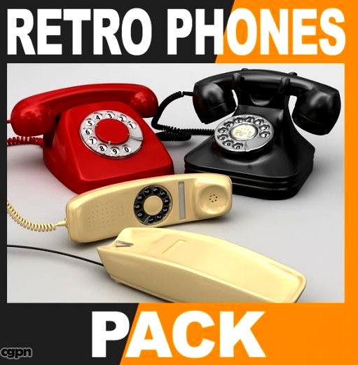 Retro Style Telephones Pack3d model