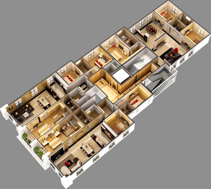 Cutaway Residential Building3d model