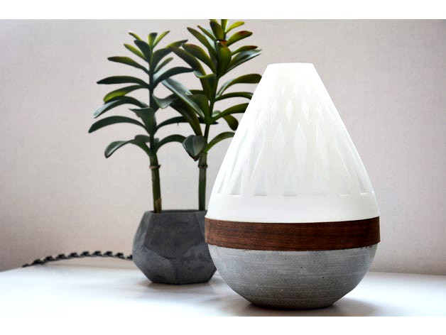 Teardrop Lamp (3D Printed Components, Concrete + Wood Veneer Build) by adylinn