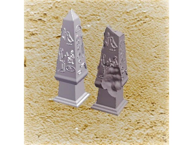Miniature Egyptian Obelisks New and Decaying by melabam