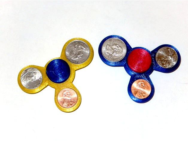 Asymmetric Balanced Fidget Spinner: Penny, Nickel, Quarter by ehughes100