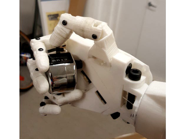 InMoov robot Arm modified to click a Tally Counter by mcanet