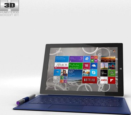 Microsoft Surface Pro 3 Blue Cover 3D Model