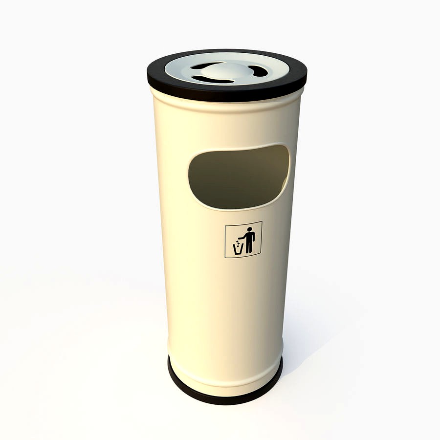 Standing Waste Bin with Ashtray White