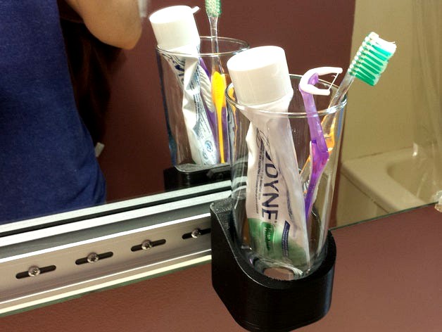 DIN Rail Mounted Toothbrush Cup Holder by sillycircuits