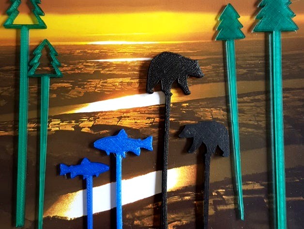 Great Outdoors Swizzle Sticks and Picks by barb_3dprintny