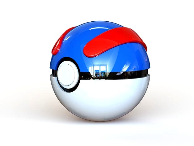 Great Ball - Fully Functional Pokeball with Button and Hinge by MrFozzie