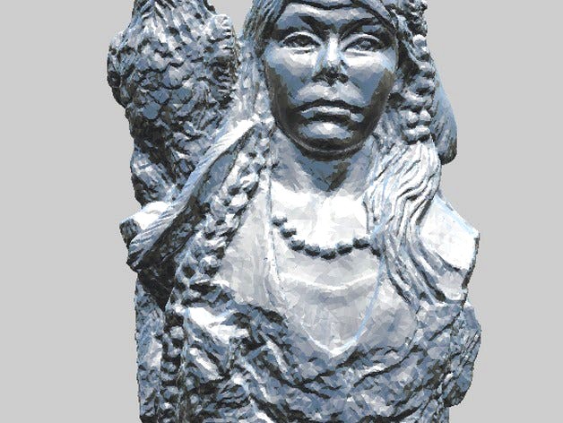 Native American (Indian) Girl with Eagle Statue by dricketts