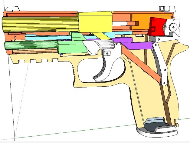 Blowback Rubber band SIG Sauer P320 pistol gun by Simhopp