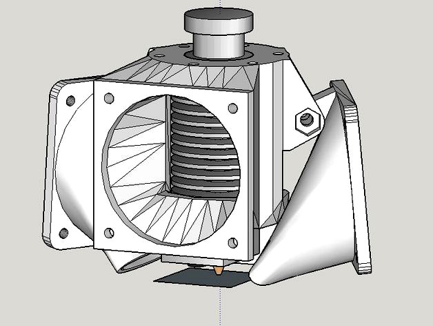Fan holder and sample cooling for E3D v6, Robotdigg effektor, Kossel by Teilchen