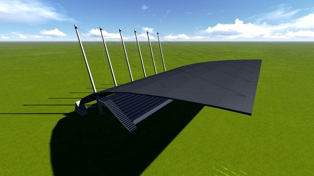 Cable sun protection with stadium 3D Model