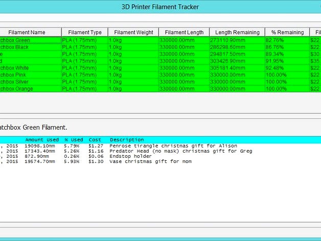 3D Printer Filament Tracker by mrownership