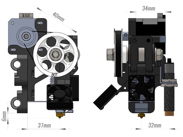 E3D v6 Belt Driven Extruder (3mm / 1.75mm) for Prusa i3 by MazaaFIN