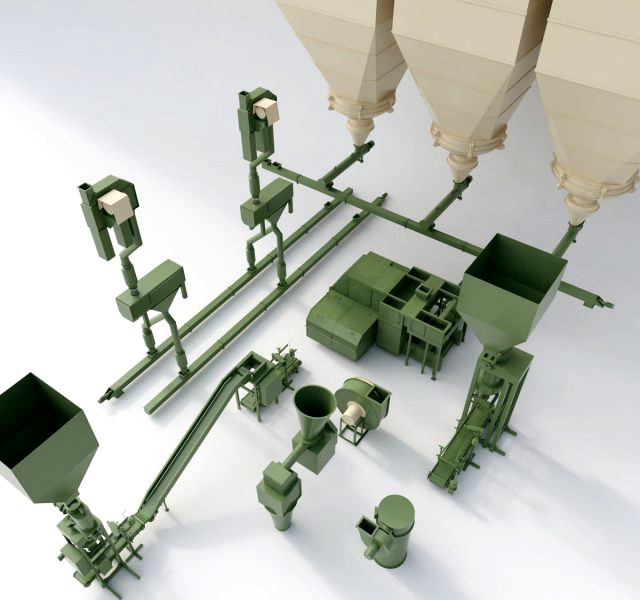 The set of equipment for a modern mill 3D Model