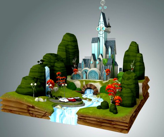 Low Poly Fantasy Castle 3D Model