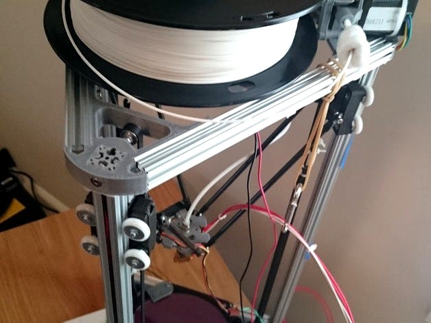 Kossel Mini Offset Top Mounted Filament Spool Holder by rsee360