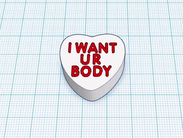 Funny I WANT UR BODY Valentine's Candy Heart Refrigerator Magnet by mb20music