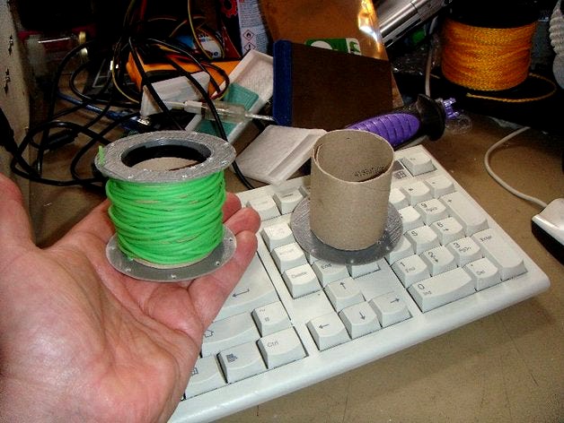 Mini Toilet Roll filament spool ,for using 1.75mm filament samples by curiousaardvark