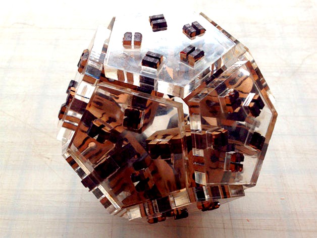 Lasercut Snap Together Small Dodecahedron by NewAmericanPublicArt