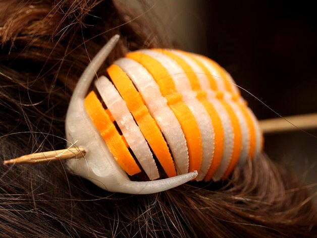 Skewered Trilobite Hair Clip (small, simplified, plated)  by CodeCreations