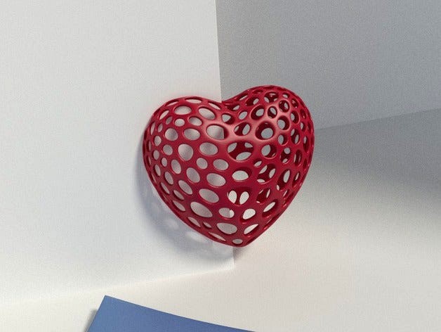 Heart with slot on one side - Voronoi Style by roman_hegglin
