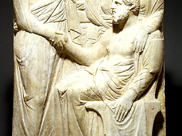 Section from Marble stele (grave marker) of a man by bdipaolo