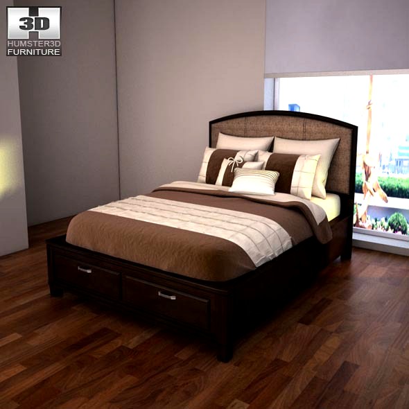 Ashley Emory Panel Bed - 3D model.