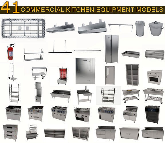 Commercial Kitchen Equipments 3D Models