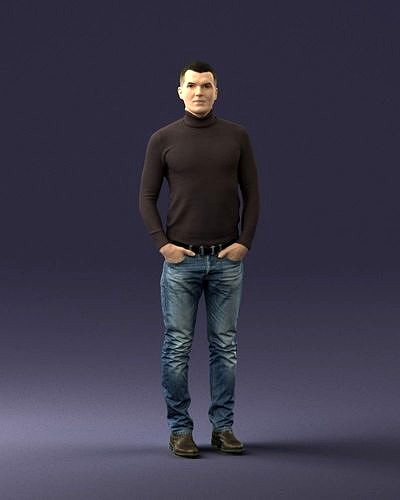 Man in a turtleneck and jeans 0363