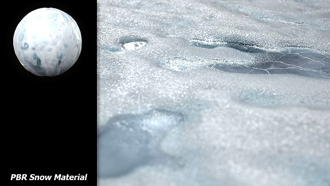 Frozen Snow with icy spots PBR Material Textur