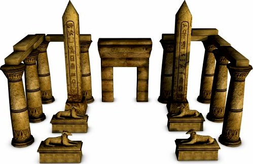 Egyptian temple elements collection3d model