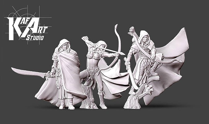 Elves Bundle - 3 Wood elves 35mm scale | 3D