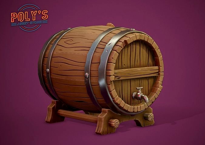Barrel beer keg - Low Poly Stylized