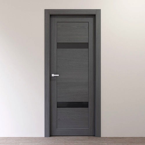 Interior door in gray oak with gray glass inserts