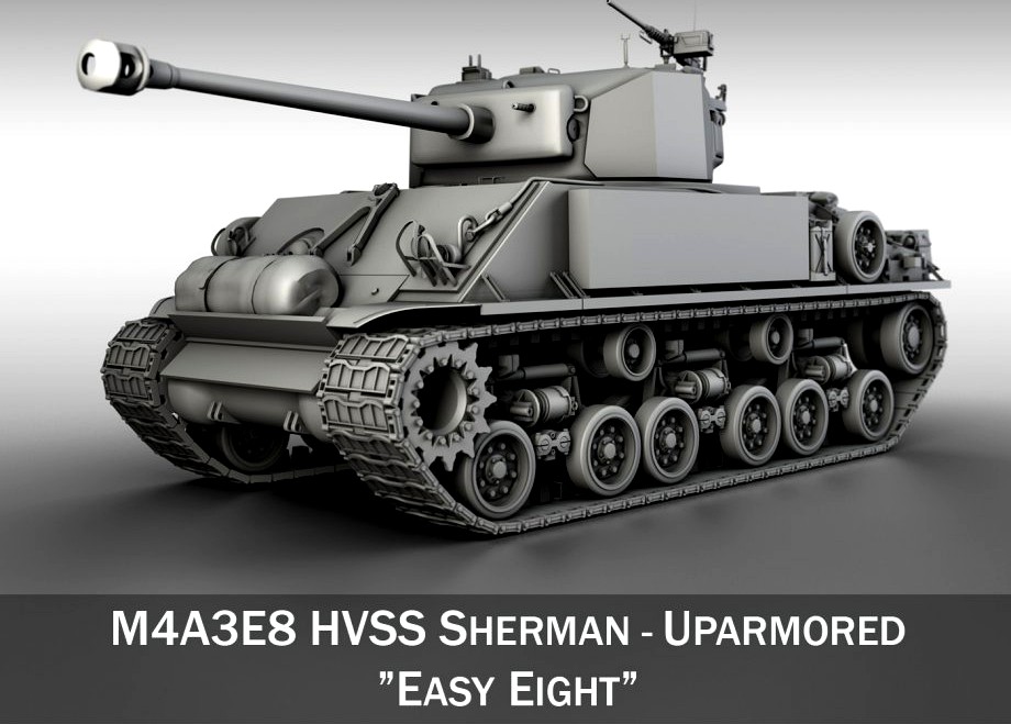 M4A3E8 HVSS Sherman - Uparmored3d model