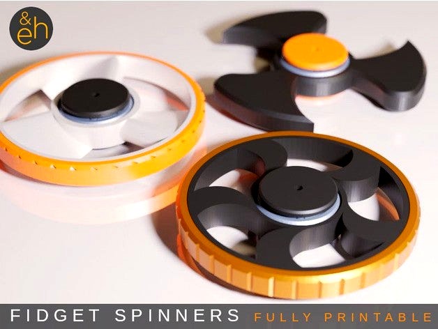Fidget Spinners - 3 Designs, Fully Printable, Print-in-Place by guppyk