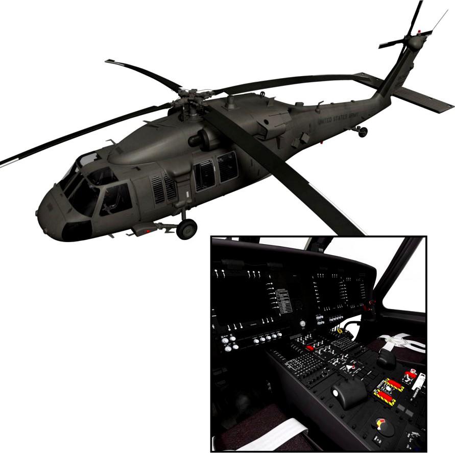 UH-60M Blackhawk with nice interior3d model