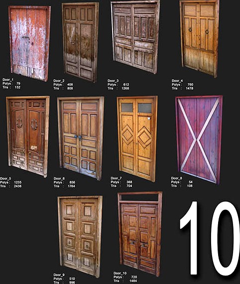10 Low Poly Door