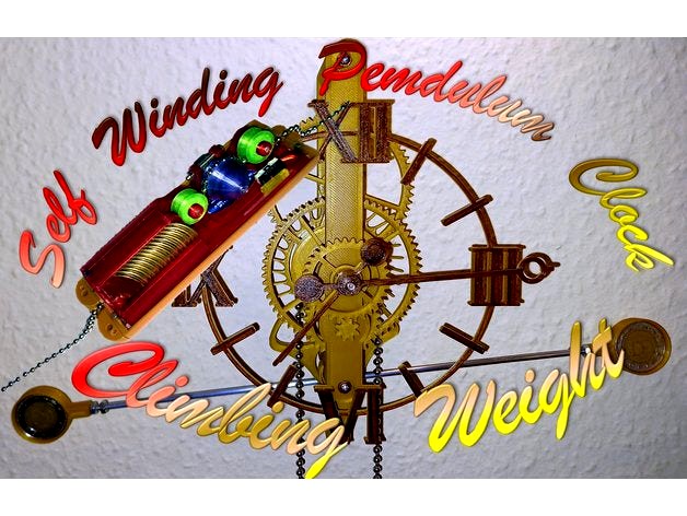 Self winding pendulum clock (climbing weight for weight driven clocks) by krahut