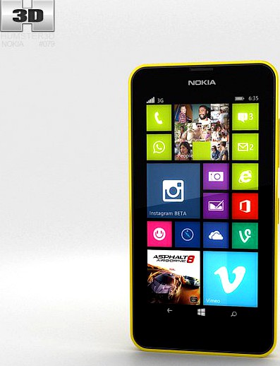 Nokia Lumia 630 Bright Yellow3d model