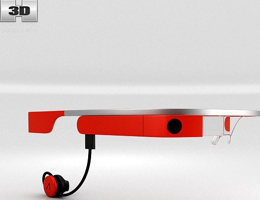 Google Glass with Mono Earbud Tangerine3d model