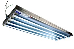 144W Industrial UVC Fluorescent Fixture - 304 SS - (4) 4' UV T8 Lamps - Surface Mount