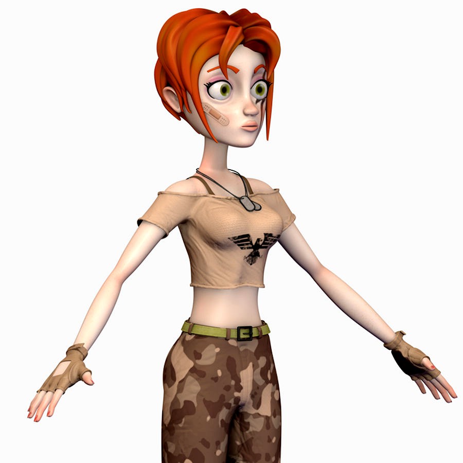 Cartoon Soldier Female -  Military Character