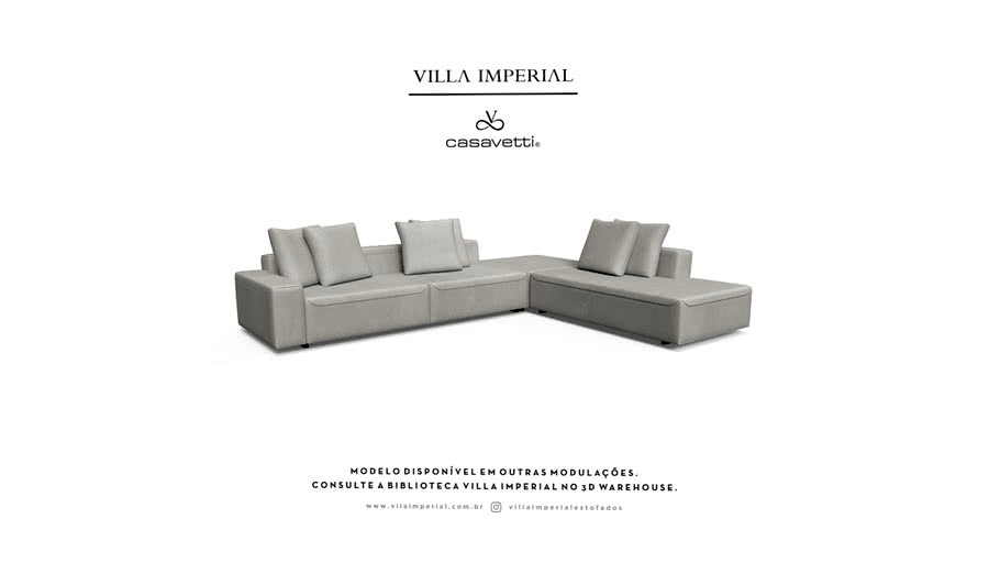 Sofá RVI 1005 - 4 Assentos mais Puff Canto Villa Imperial - Casa Vetti