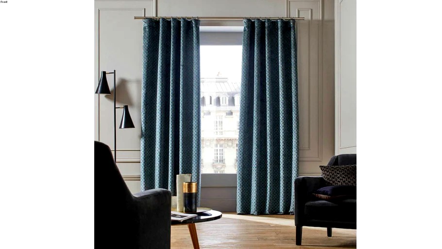 Pencil pleat curtain OSCAR by Madura Deep turquoise / 209 - 289 TTC